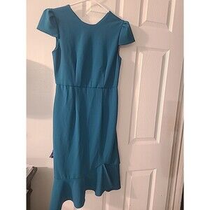 Betsey Johnson Fuchsia Solid Scuba Crepe Dress Womens Cap Sleeve V Neck Sz 4